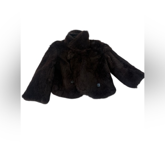 Revolve June Rabbit Fur Reversible Cropped Jacket in Brown - Picture 12 of 13